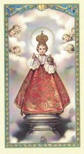 Image de l'Enfant Jésus de Prague avec sa prière pour demander le secours de Dieu